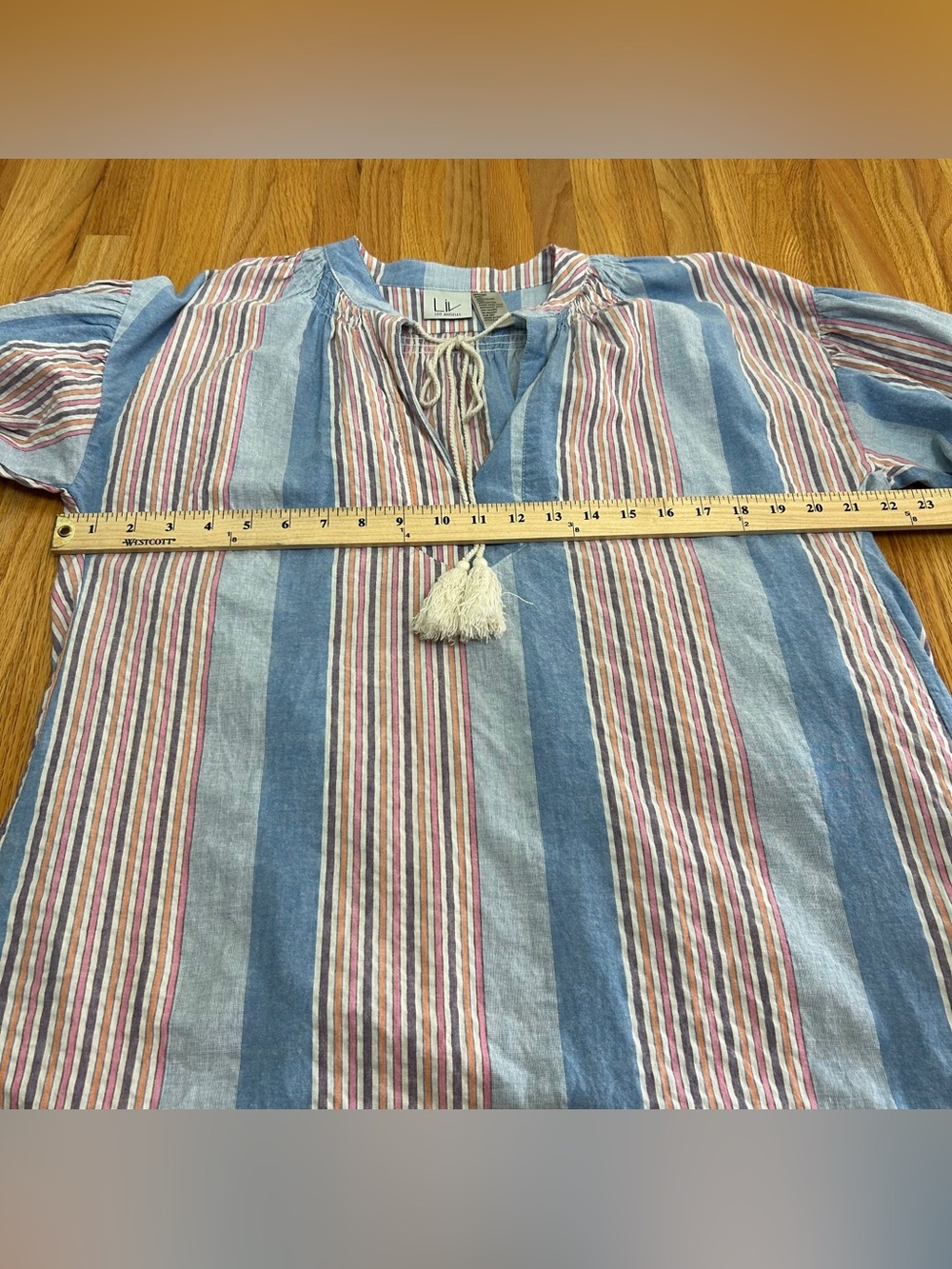 Liv Los Angeles Striped Cotton Tunic Top - Picture 12 of 13